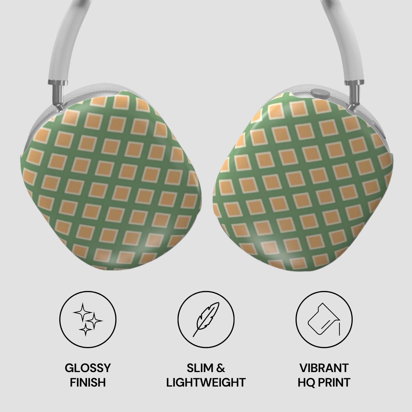 Patterned earrings with glossy finish, slim design, and vibrant HQ print on a light gray background.