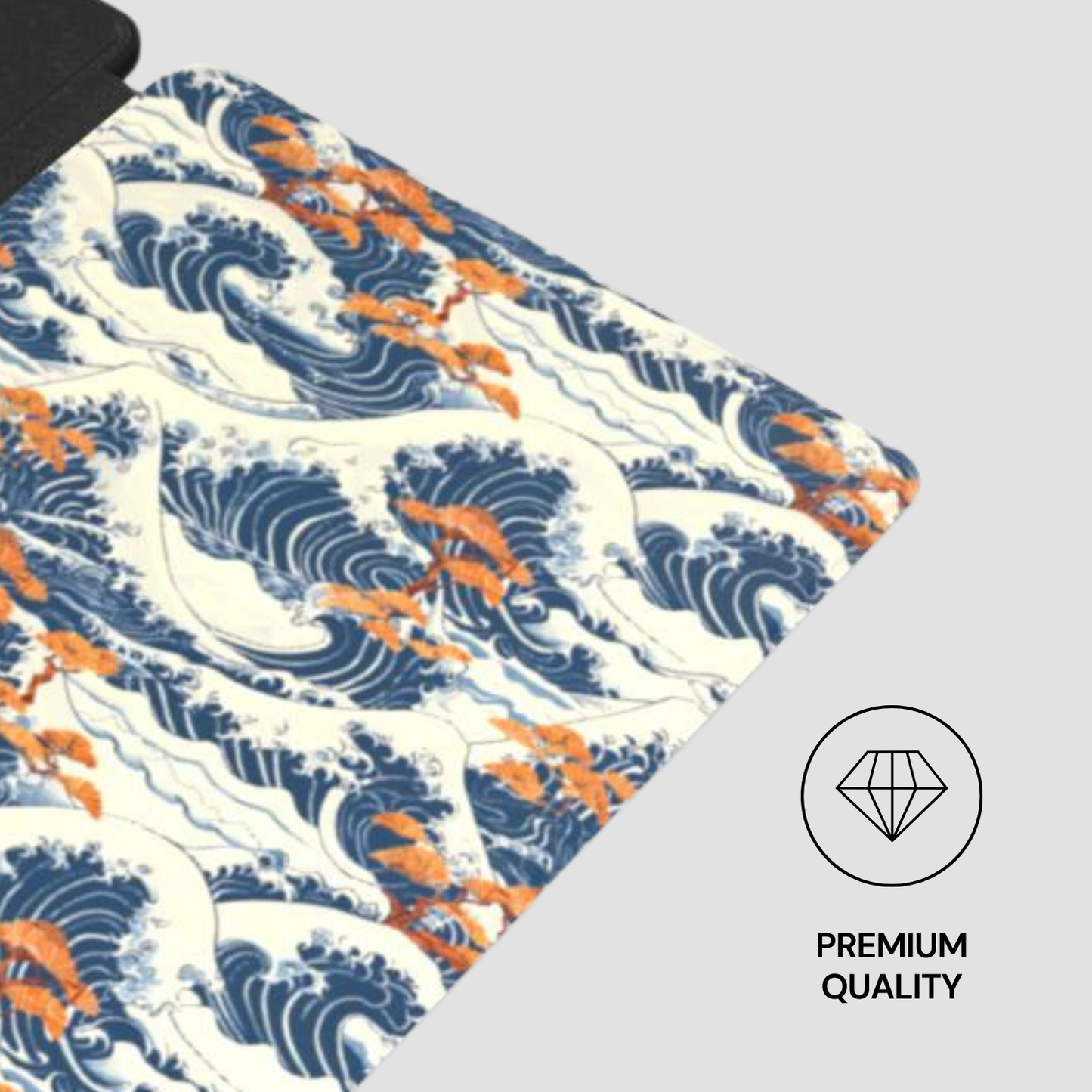 Product with wave pattern and 'Premium Quality' label on a gray background | Casenari