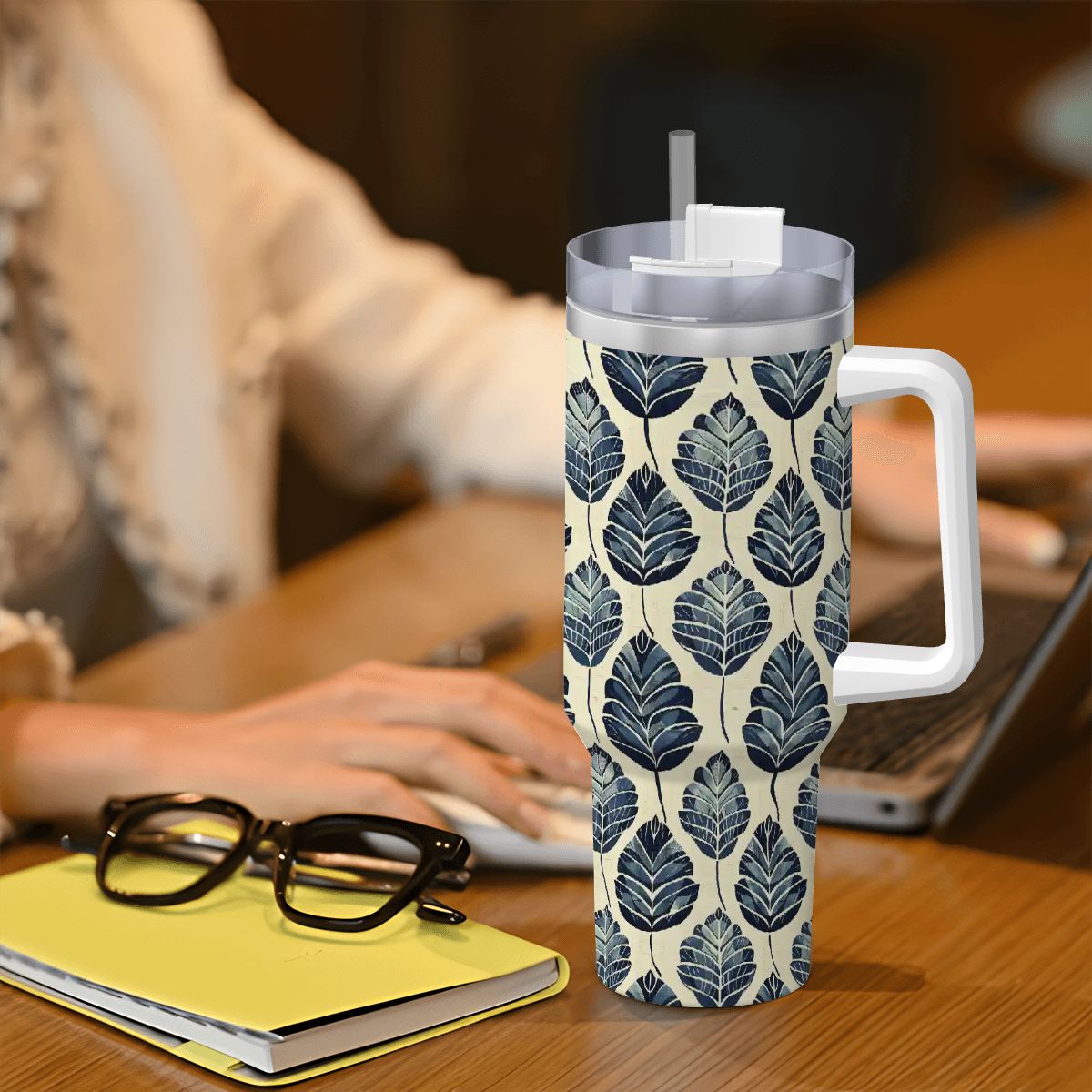 Indigo Leaf | Large Tumbler