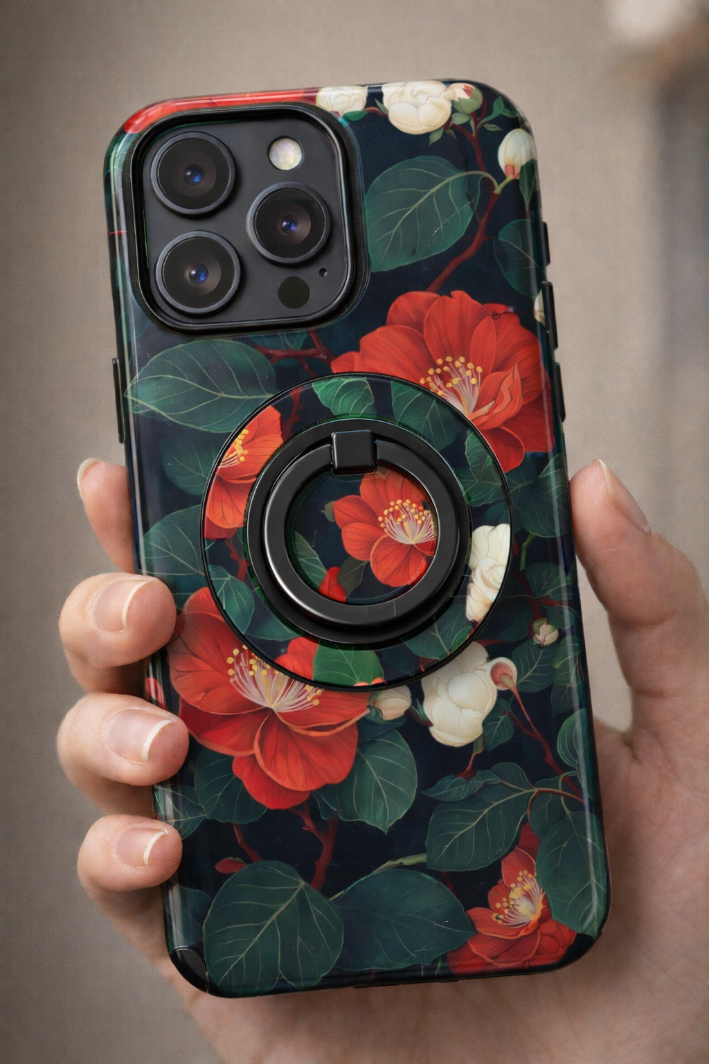 Midnight Camellia | Magnetic Ring Holder