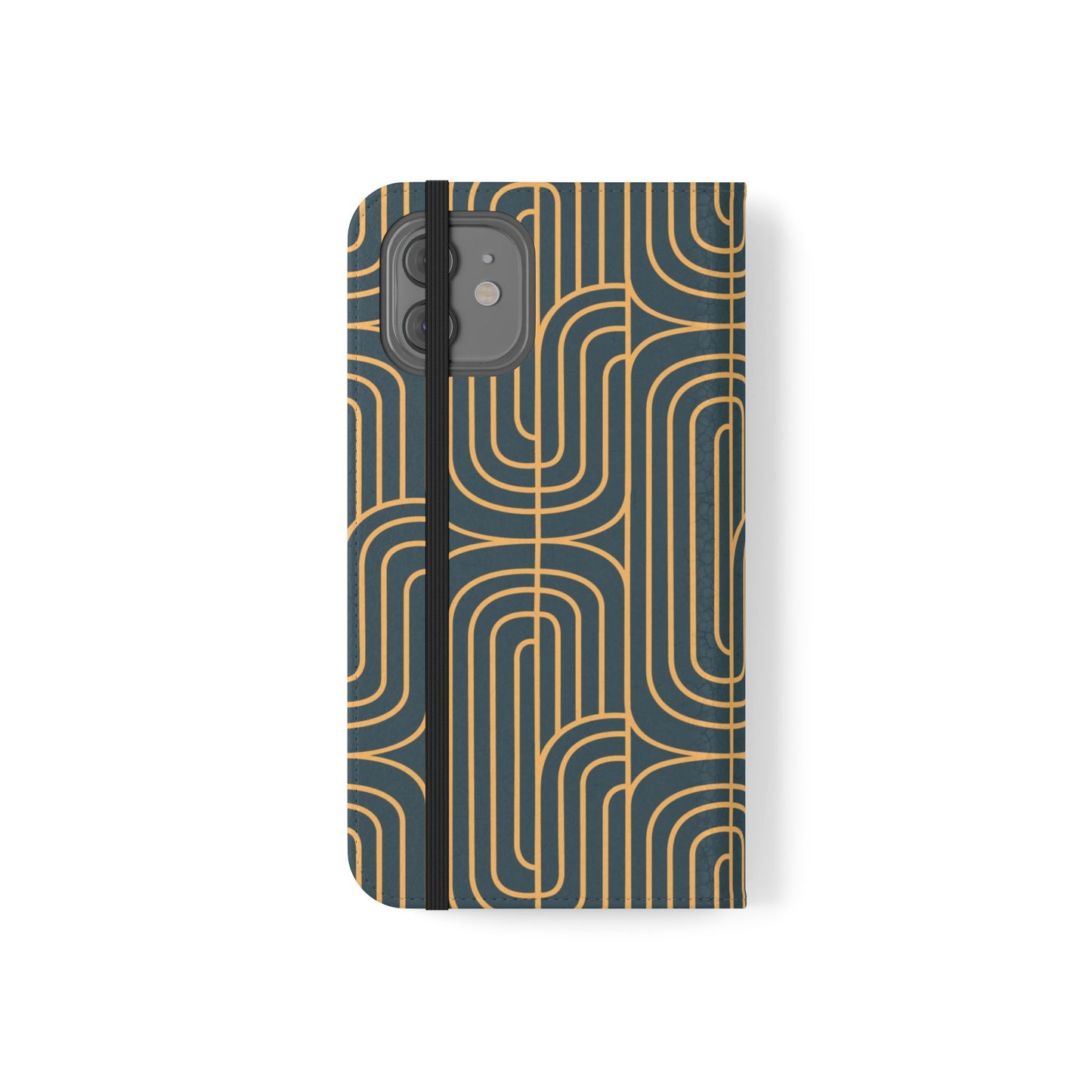 Phone case with geometric pattern on a white background