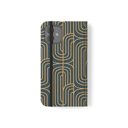 Phone case with geometric pattern on a white background