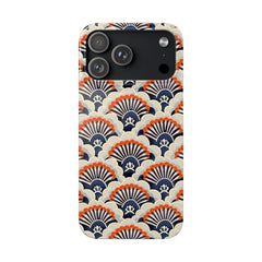 Phone case with geometric fan pattern on a white background