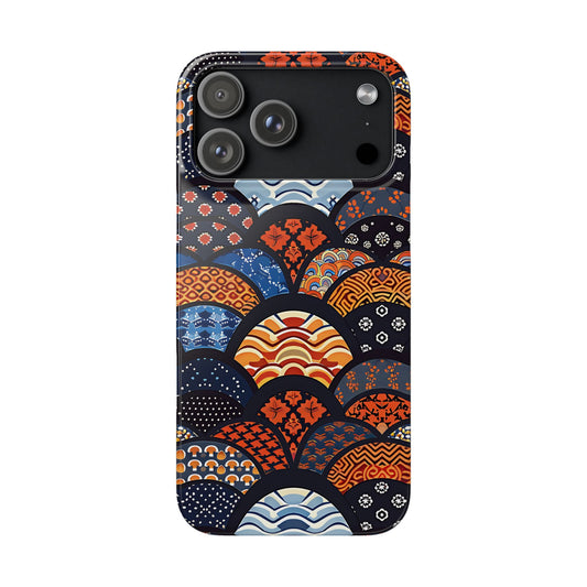 Phone case with a colorful geometric pattern on a white background | Casenari