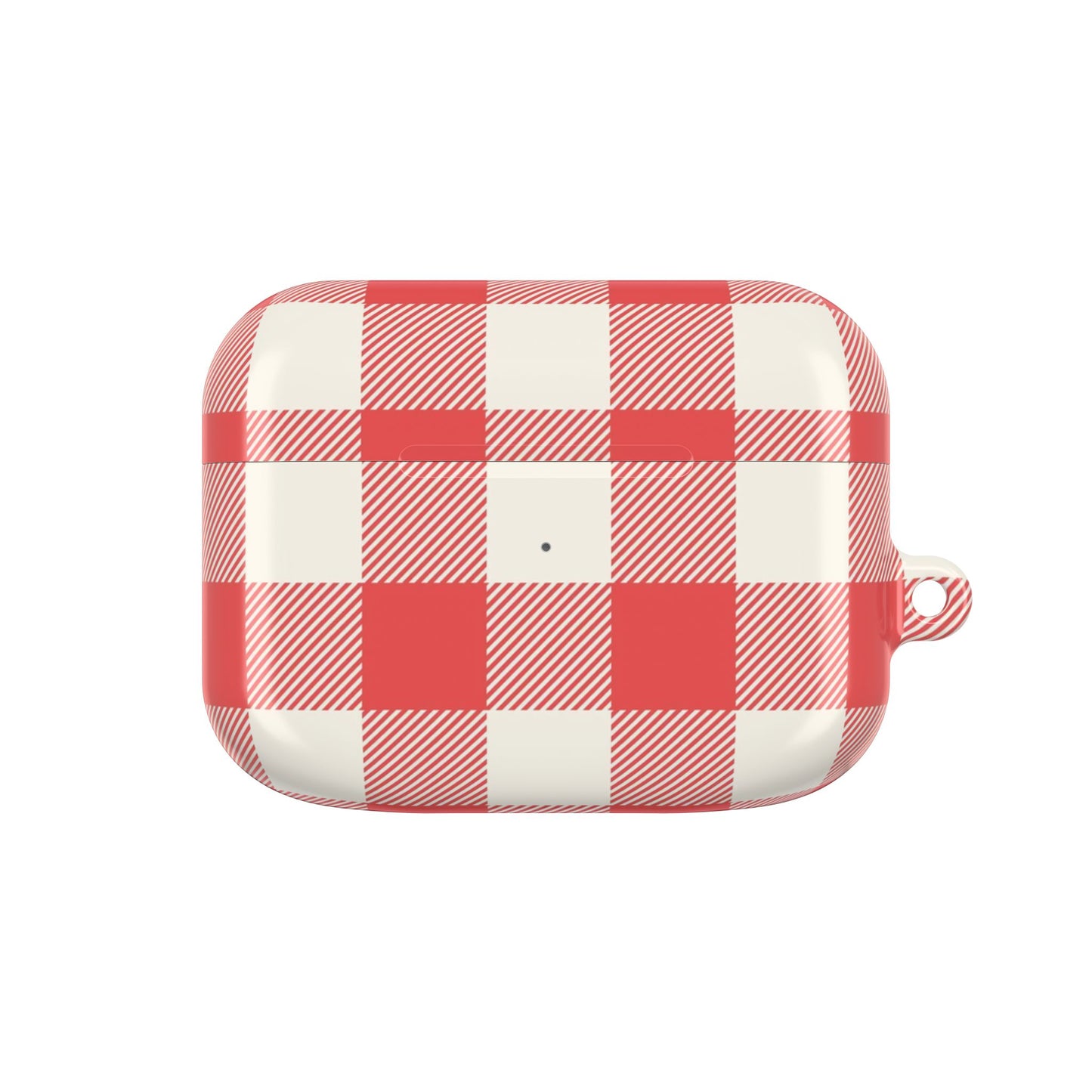 Red and white checkered pouch on a white background