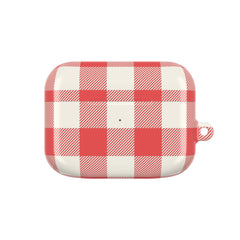Red and white checkered pouch on a white background