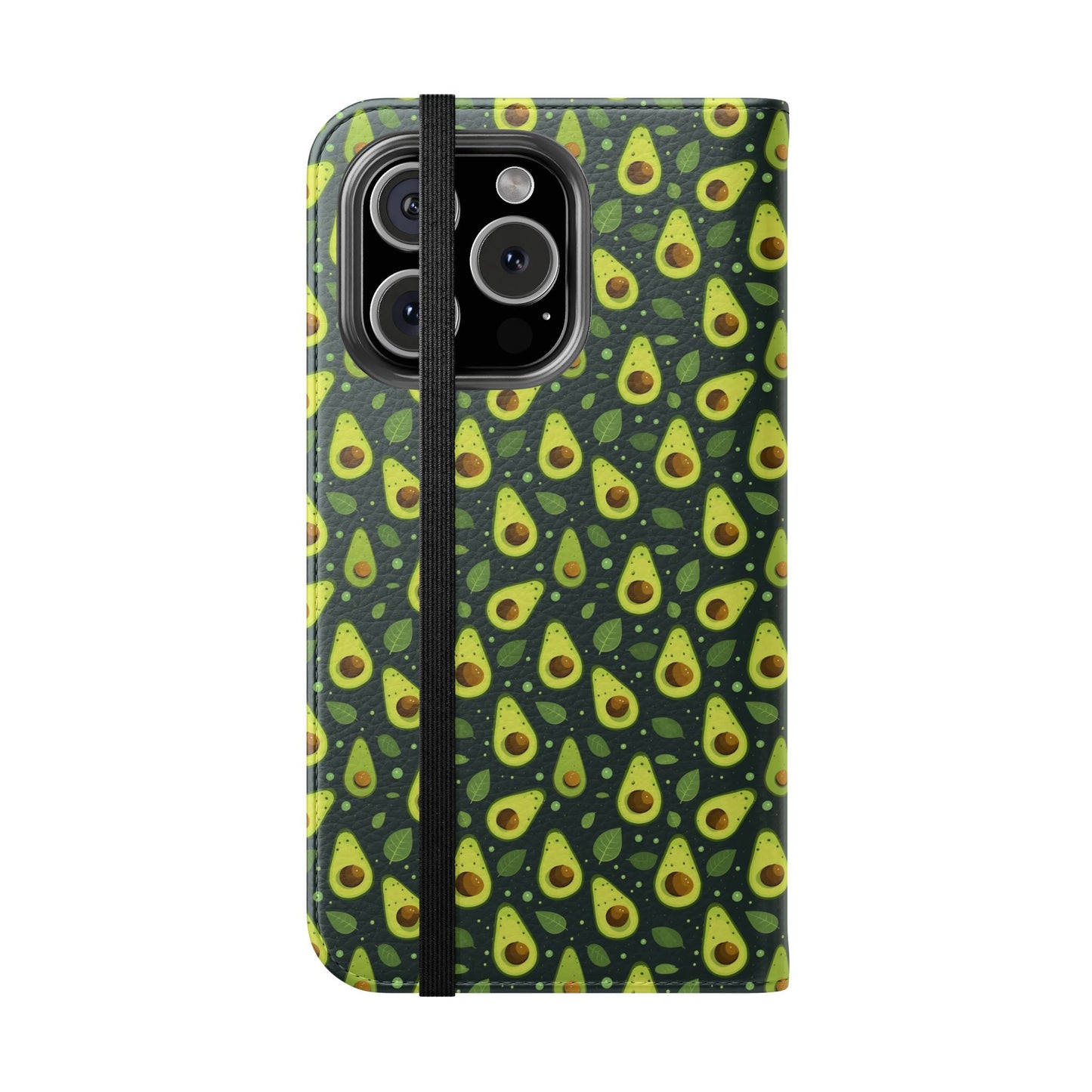 Phone case with avocado pattern on a white background