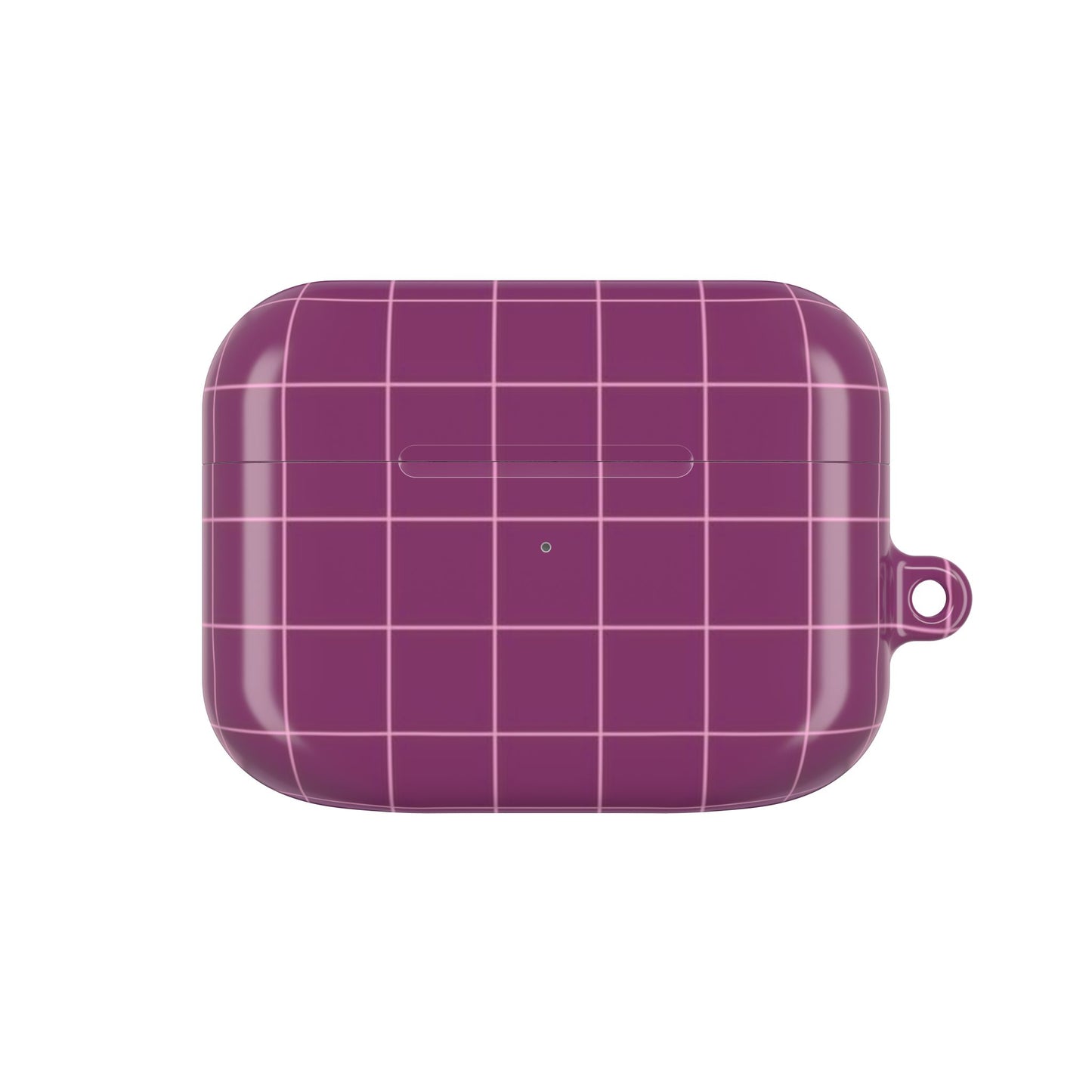 Purple protective case for wireless earbuds on a white background