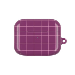 Purple protective case for wireless earbuds on a white background