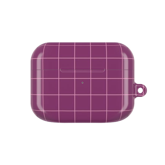 Purple protective case for wireless earbuds on a white background