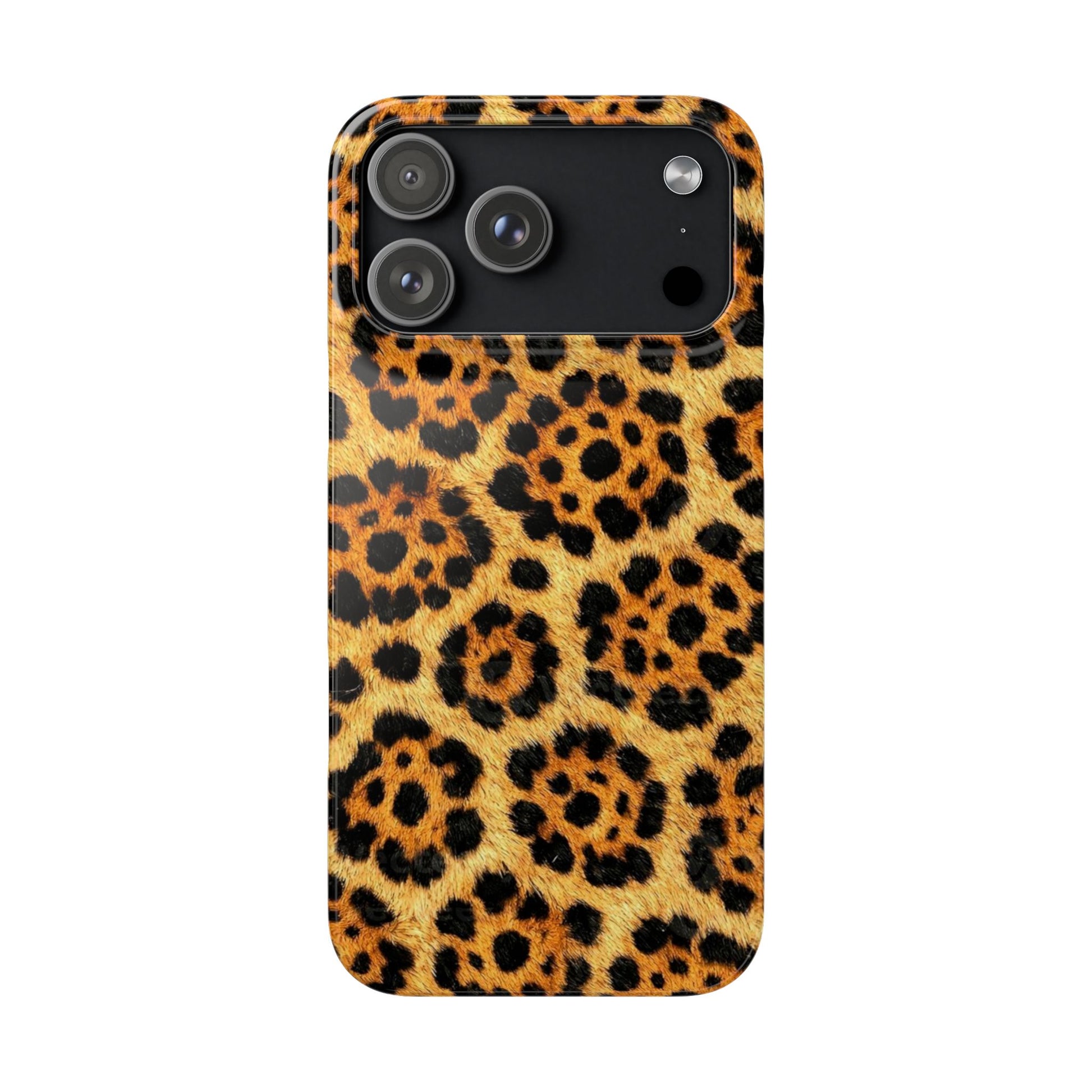 Phone case with leopard print pattern on a white background