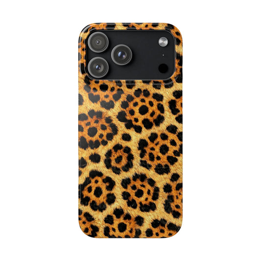 Phone case with leopard print pattern on a white background