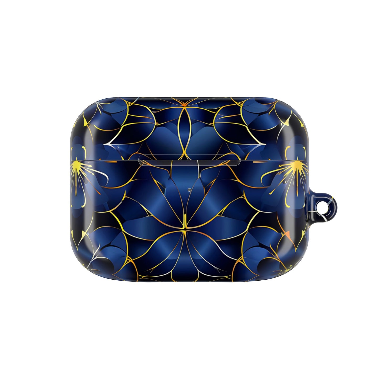 Blue floral patterned case on a white background