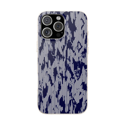 Phone case with blue abstract pattern on a white background