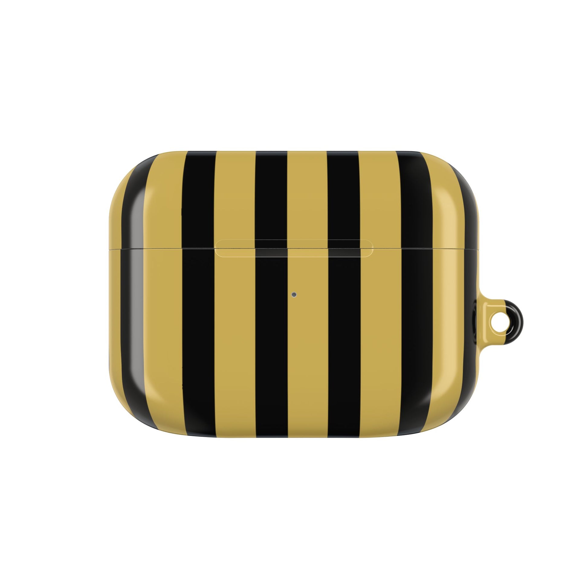 Black and yellow striped case on a white background