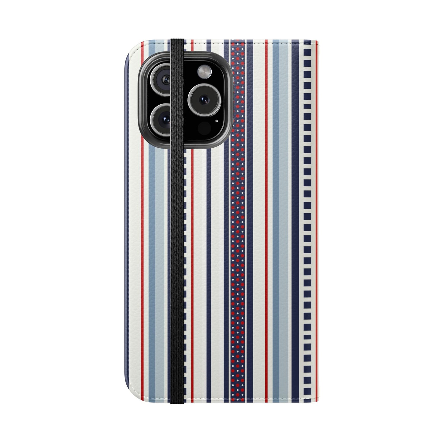 Phone case with striped pattern on a white background