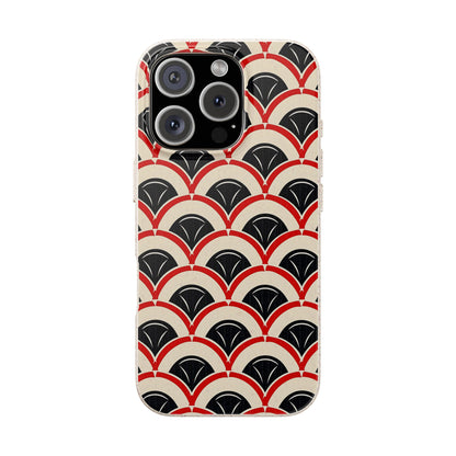 Phone case with a geometric pattern on a white background