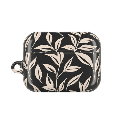 Black case with beige leaf pattern on a white background