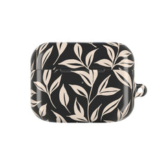 Black case with beige leaf pattern on a white background