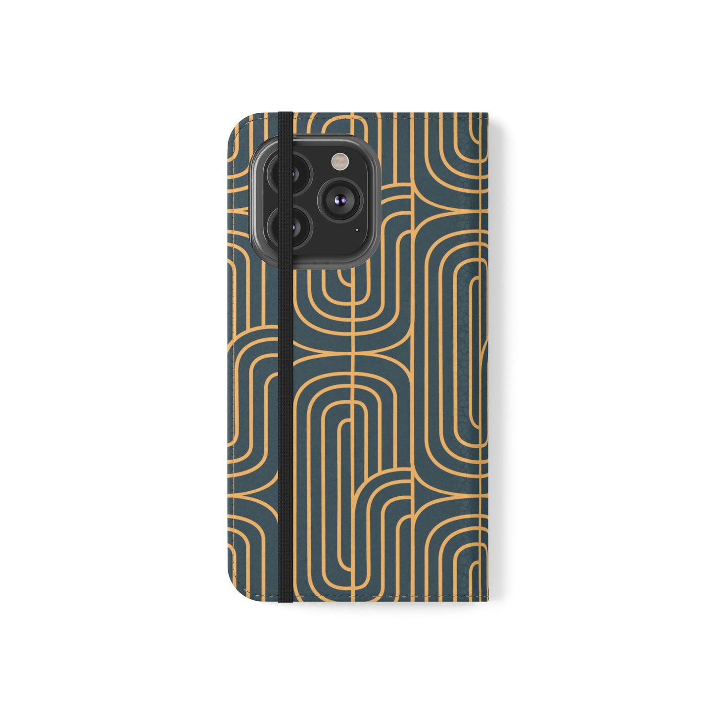 Phone case with geometric pattern on a white background