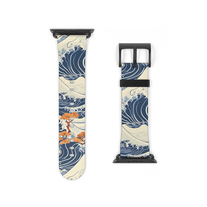 Watch band with wave and fish design on a white background | Casenari