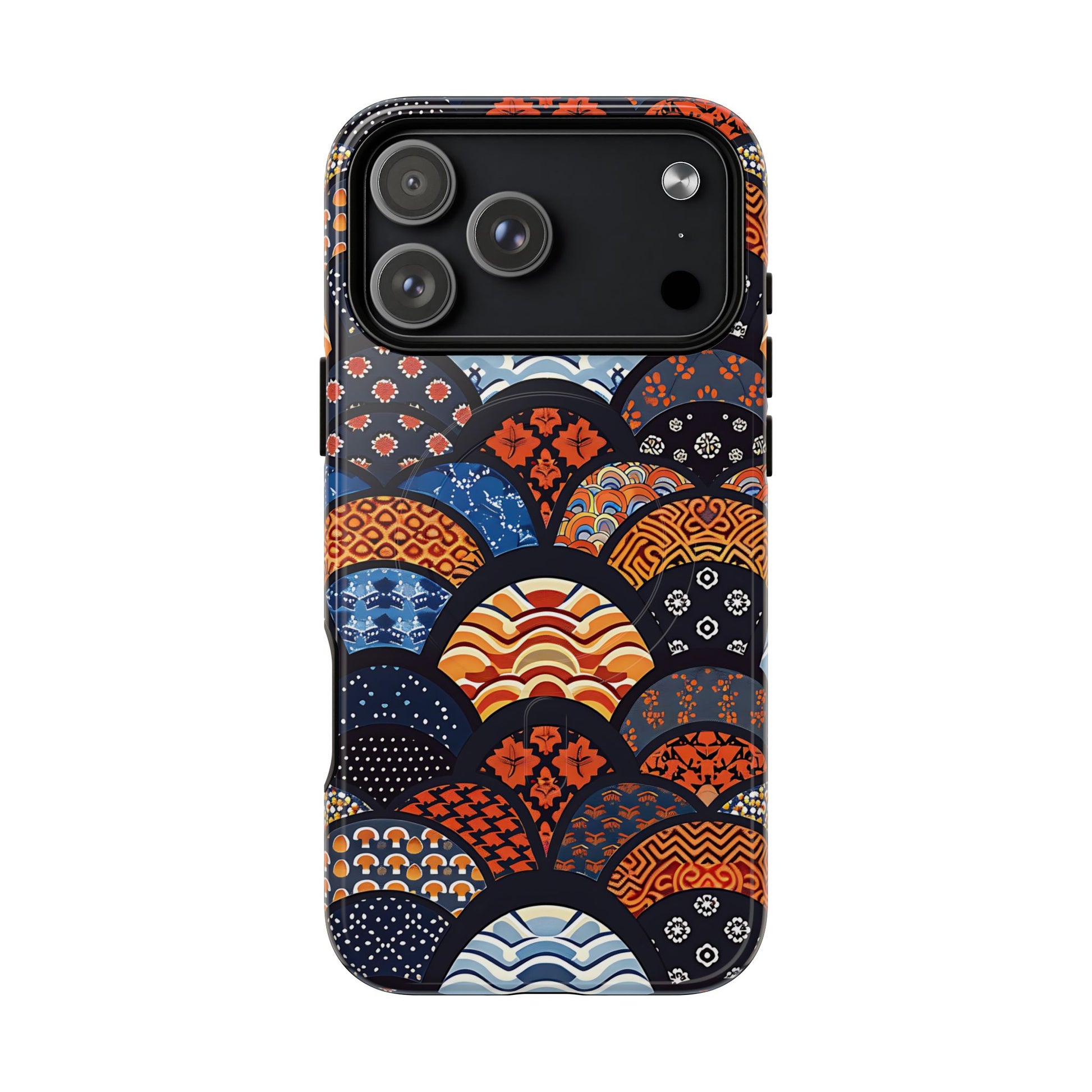 Phone case with a colorful geometric pattern on a white background | Casenari