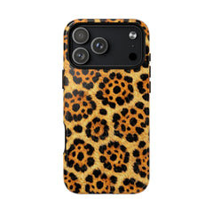 Phone case with leopard print pattern on a white background