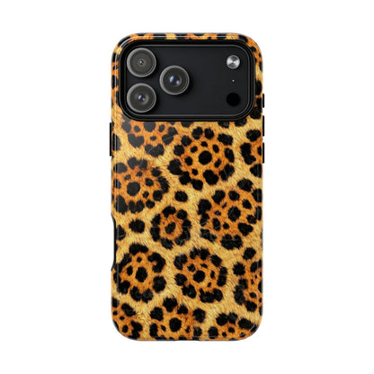 Phone case with leopard print pattern on a white background