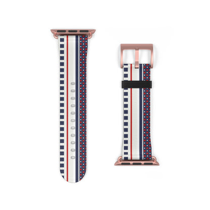 Two watch straps with a striped pattern on a white background