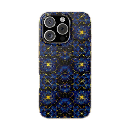 Phone case with blue floral pattern on a white background