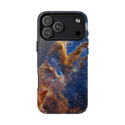Phone case with a space-themed design on a white background