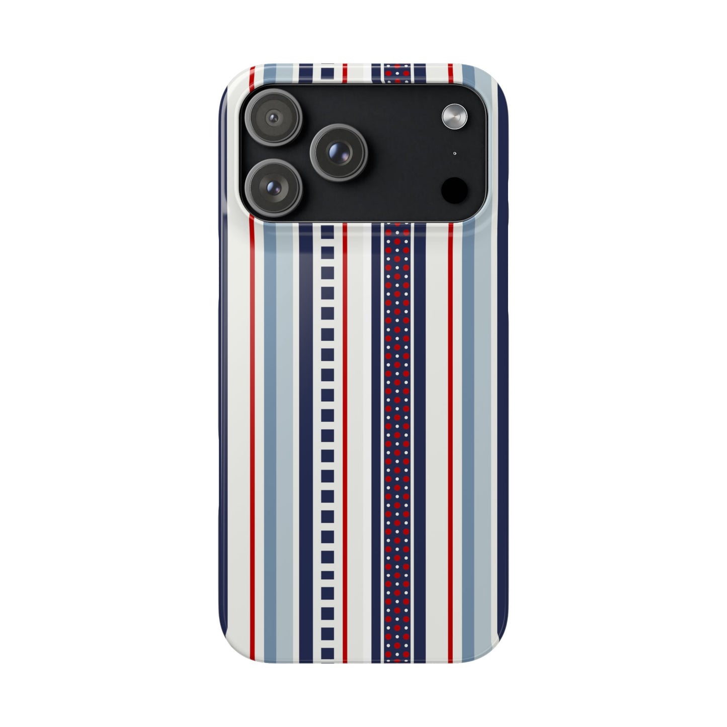 Phone case with striped pattern on a white background