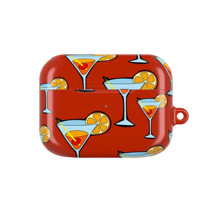 Red case with cocktail pattern on a white background