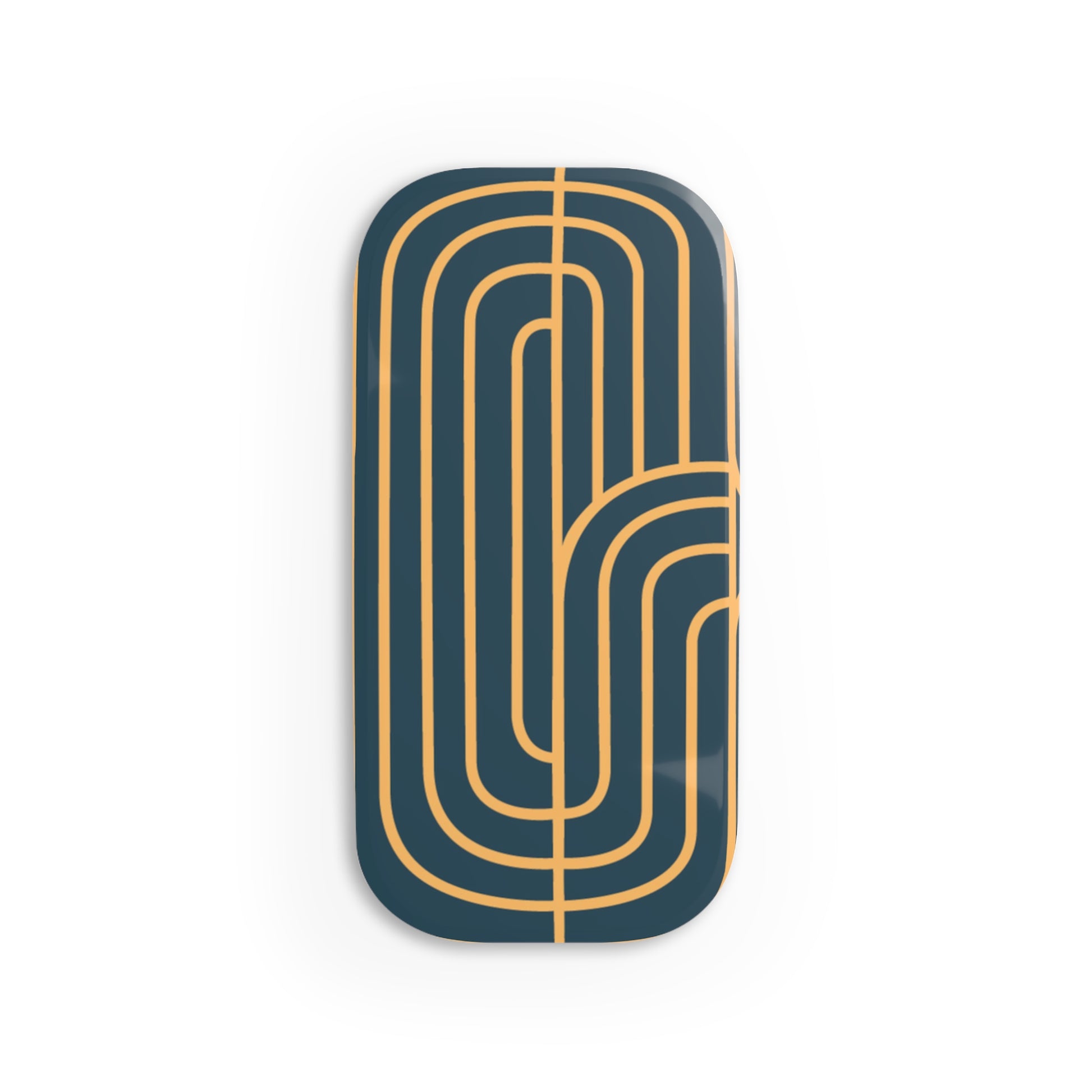 Decorative phone grip with gold geometric pattern on a white background
