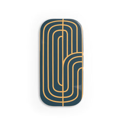Decorative phone grip with gold geometric pattern on a white background