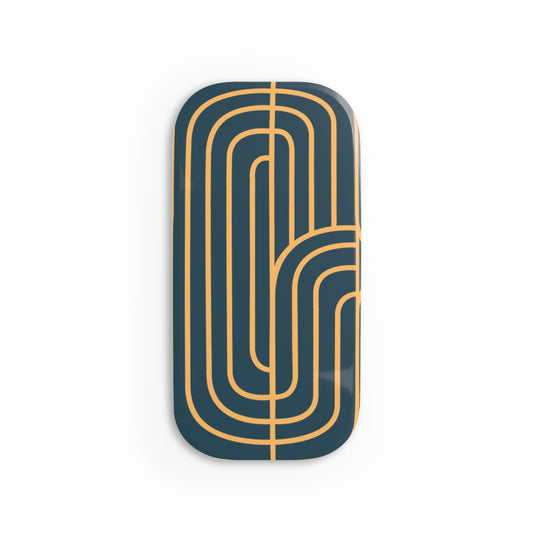Decorative phone grip with gold geometric pattern on a white background