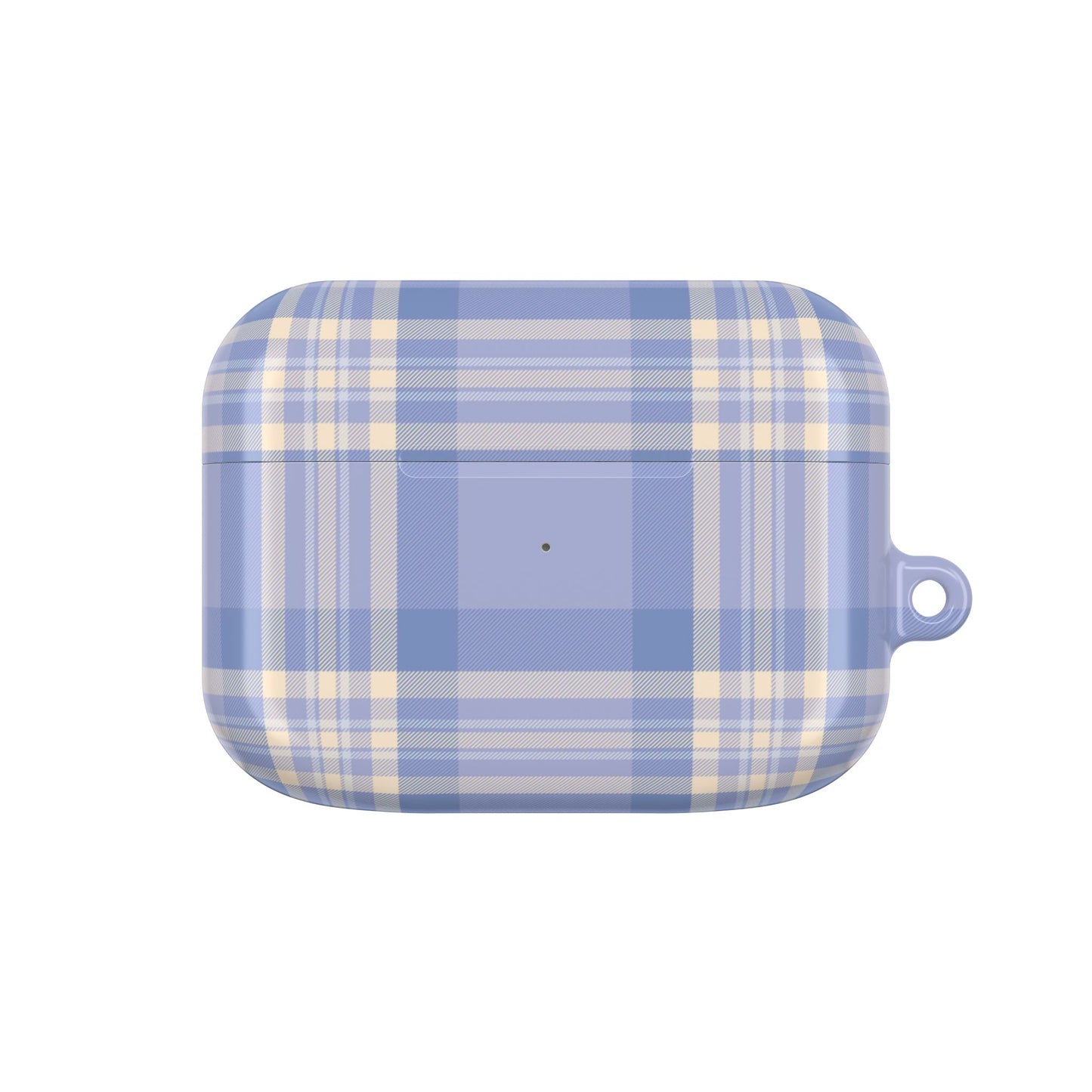 Blue and white plaid case on a white background