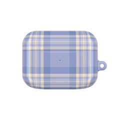 Blue and white plaid case on a white background
