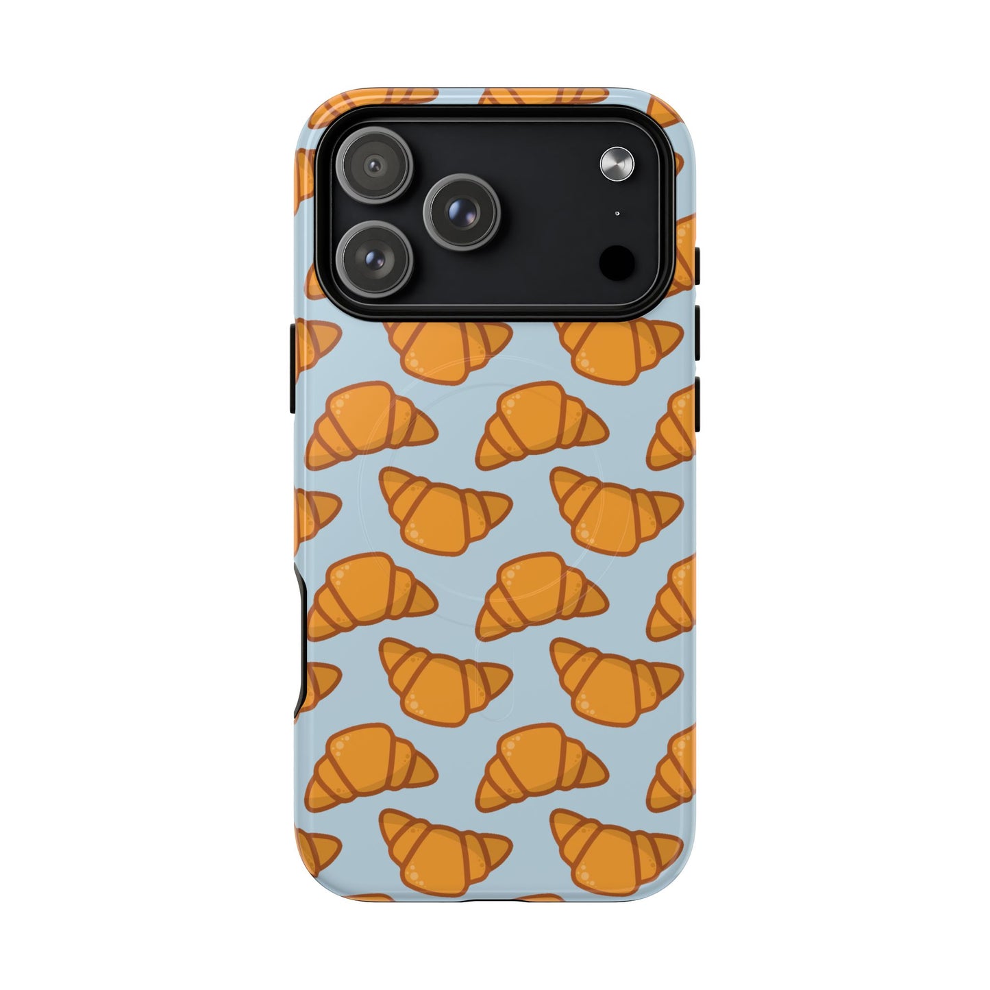 Phone case with croissant pattern on a light blue background | Casenari