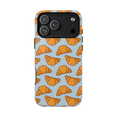 Phone case with croissant pattern on a light blue background | Casenari