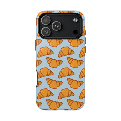 Phone case with croissant pattern on a light blue background | Casenari