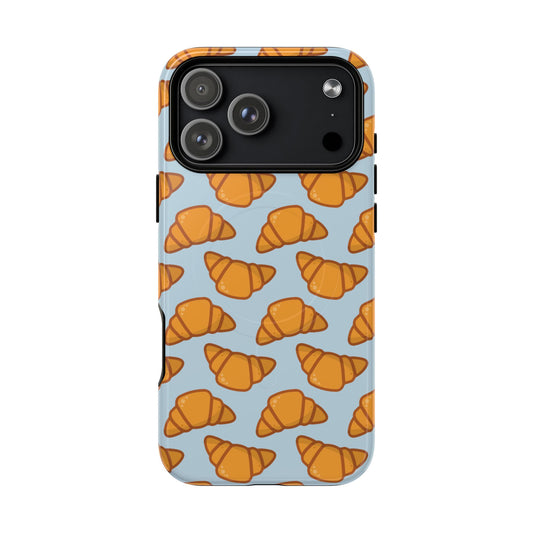 Phone case with croissant pattern on a light blue background | Casenari