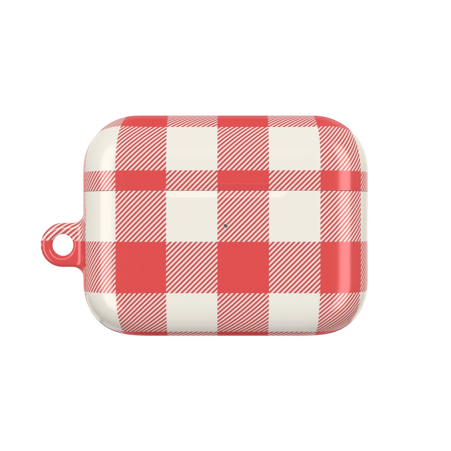 Red and white checkered case on a white background
