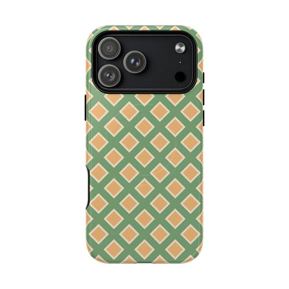 Green phone case with a black border on a white background