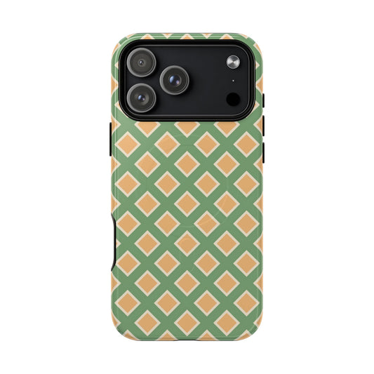 Green phone case with a black border on a white background