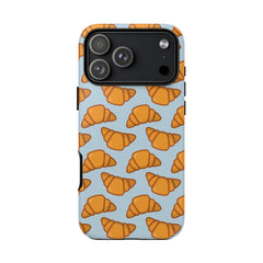 Phone case with croissant pattern on a light blue background | Casenari