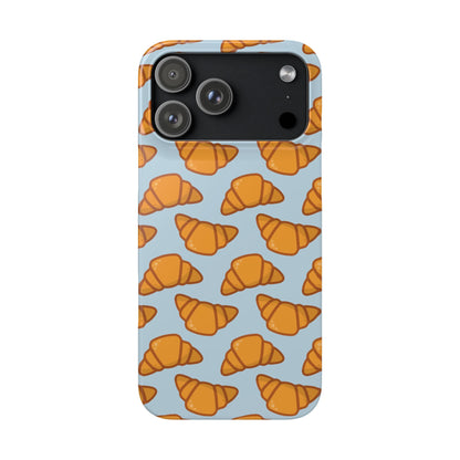Phone case with croissant pattern on a light blue background | Casenari