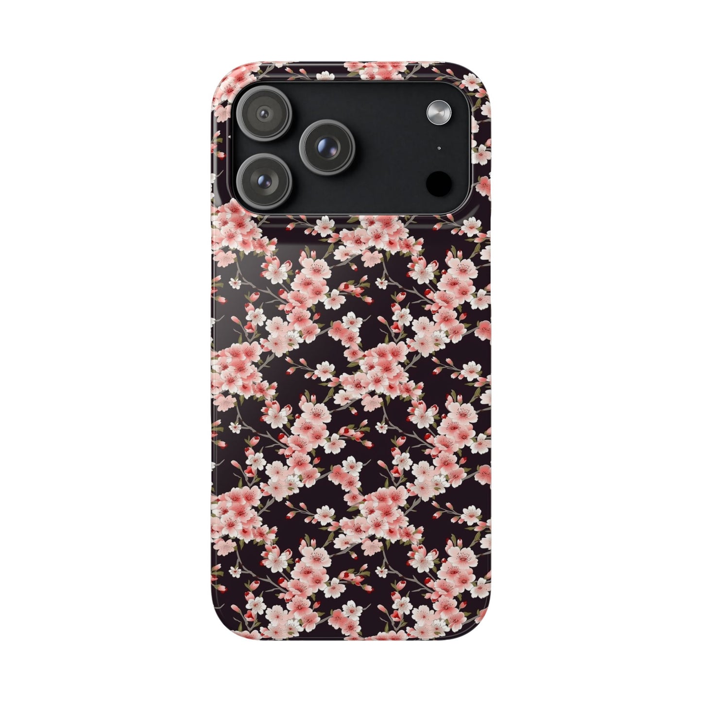 Phone case with pink floral pattern on a black background | Casenari