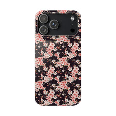 Phone case with pink floral pattern on a black background | Casenari