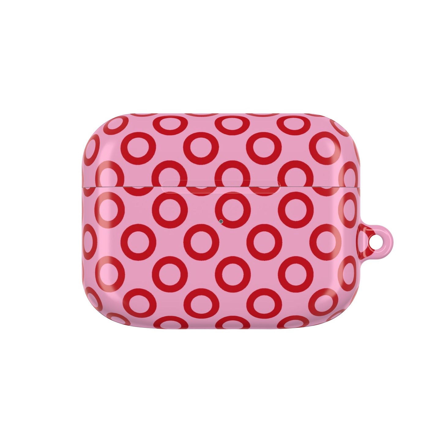 Pink and white striped case with 'Rosemary Pattern' branding on a white background